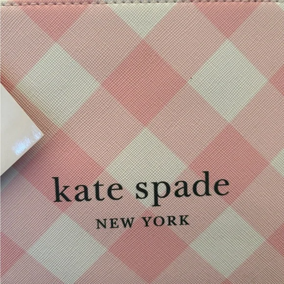 Kate Spade Pink Checkered Cosmetic Bag Mean Girl Plaid Millennial Pink Y2K - Picture 4 of 9